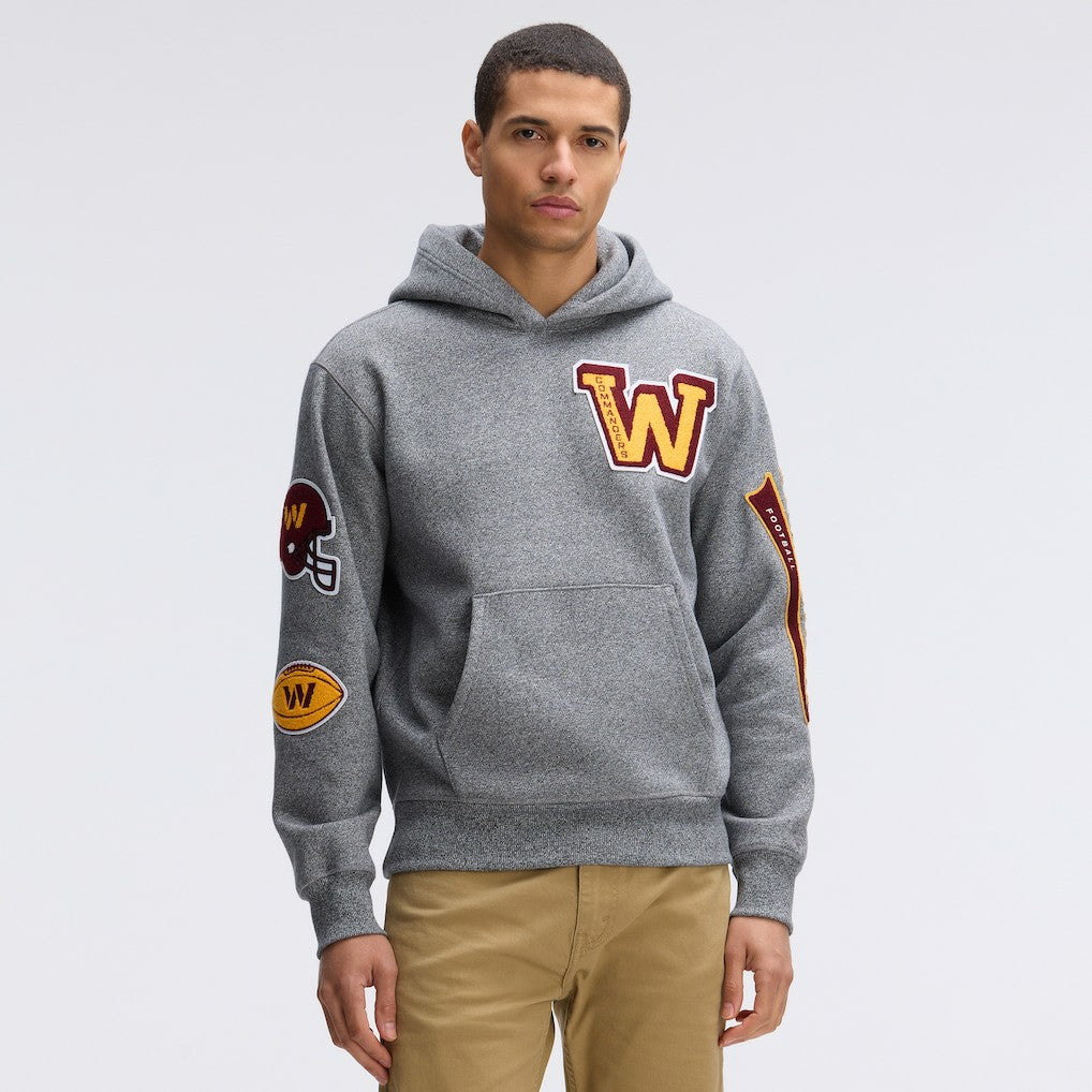 Washington Commanders IconicFleece Letterman Hoodie Athletic Heather Gray - Fanatics