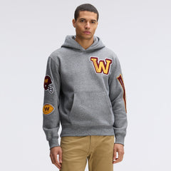 Washington Commanders IconicFleece Letterman Hoodie Athletic Heather Gray - Fanatics