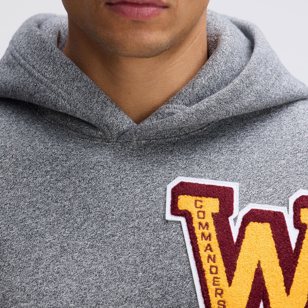 Washington Commanders IconicFleece Letterman Hoodie Athletic Heather Gray - Fanatics