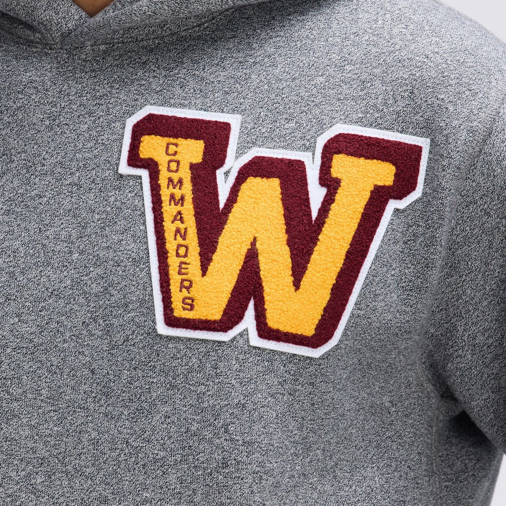 Washington Commanders IconicFleece Letterman Hoodie Athletic Heather Gray - Fanatics