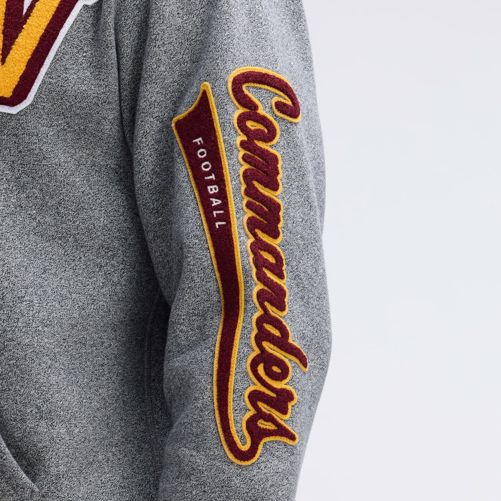 Washington Commanders IconicFleece Letterman Hoodie Athletic Heather Gray - Fanatics
