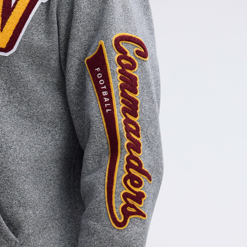 Washington Commanders IconicFleece Letterman Hoodie Athletic Heather Gray - Fanatics