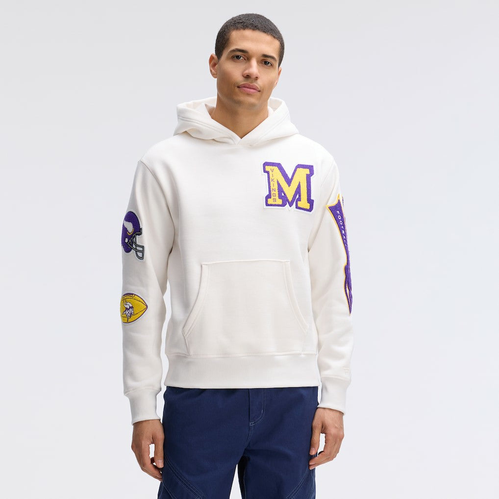 Minnesota Vikings IconicFleece Letterman Hoodie Oatmeal - Fanatics