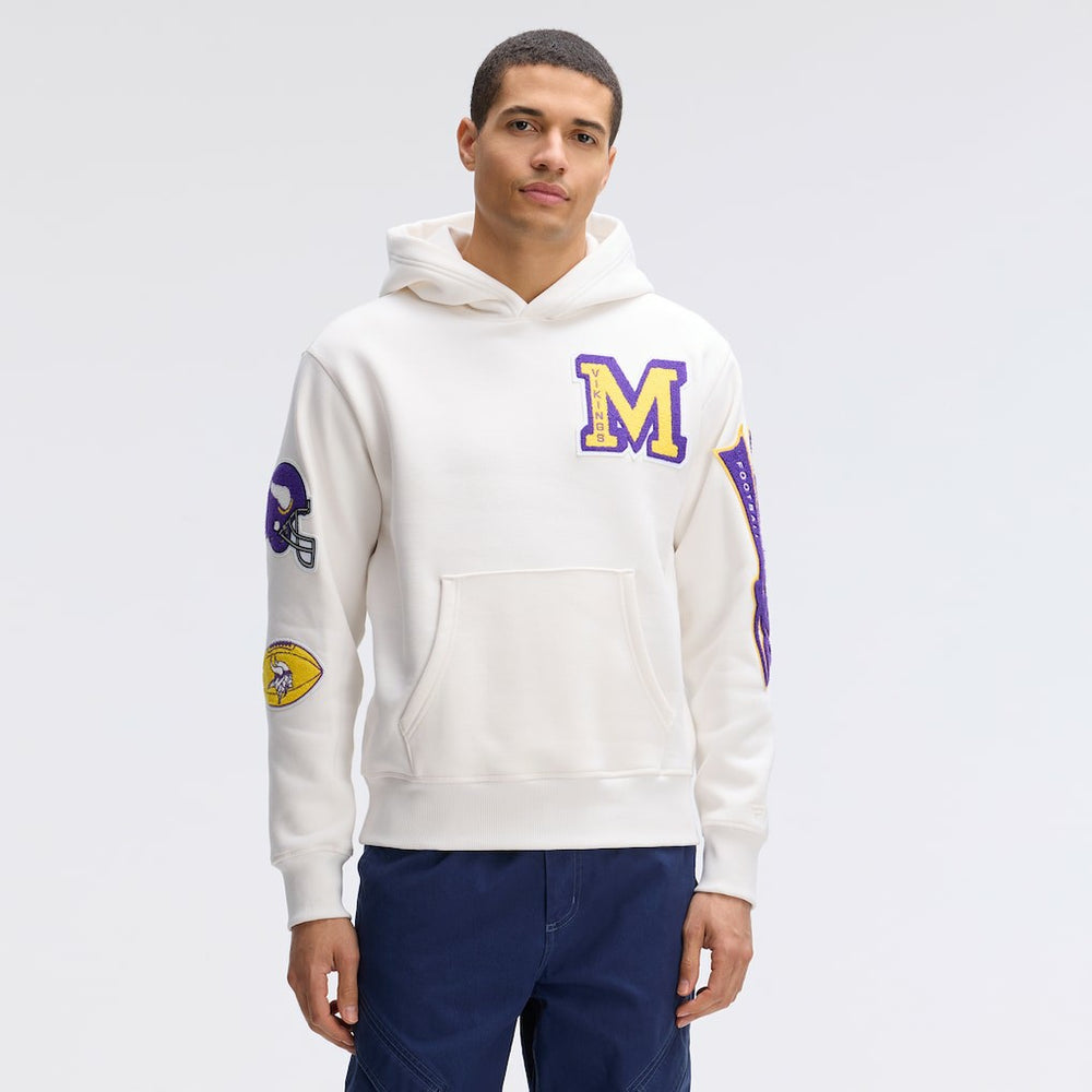 Minnesota Vikings IconicFleece Letterman Hoodie Oatmeal - Fanatics