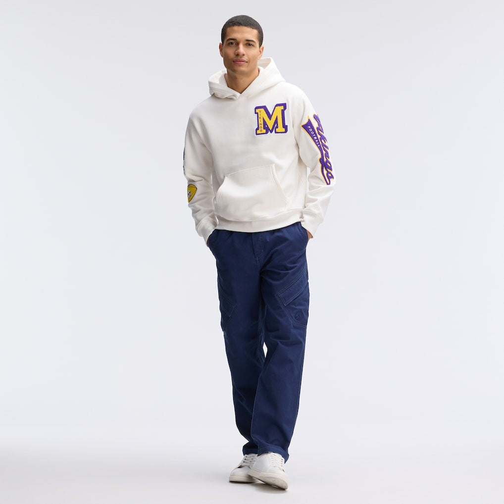 Minnesota Vikings IconicFleece Letterman Hoodie Oatmeal - Fanatics