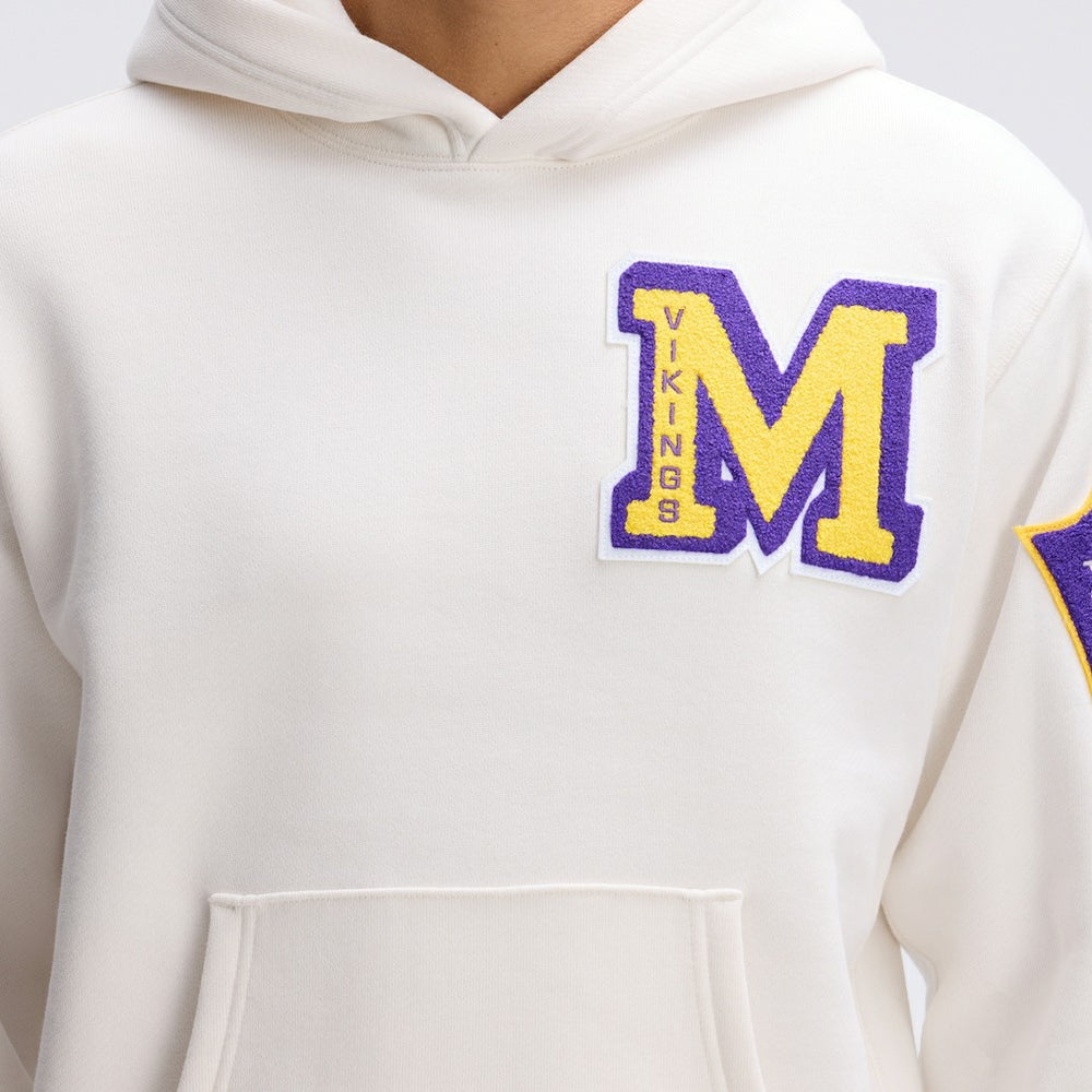 Minnesota Vikings IconicFleece Letterman Hoodie Oatmeal - Fanatics