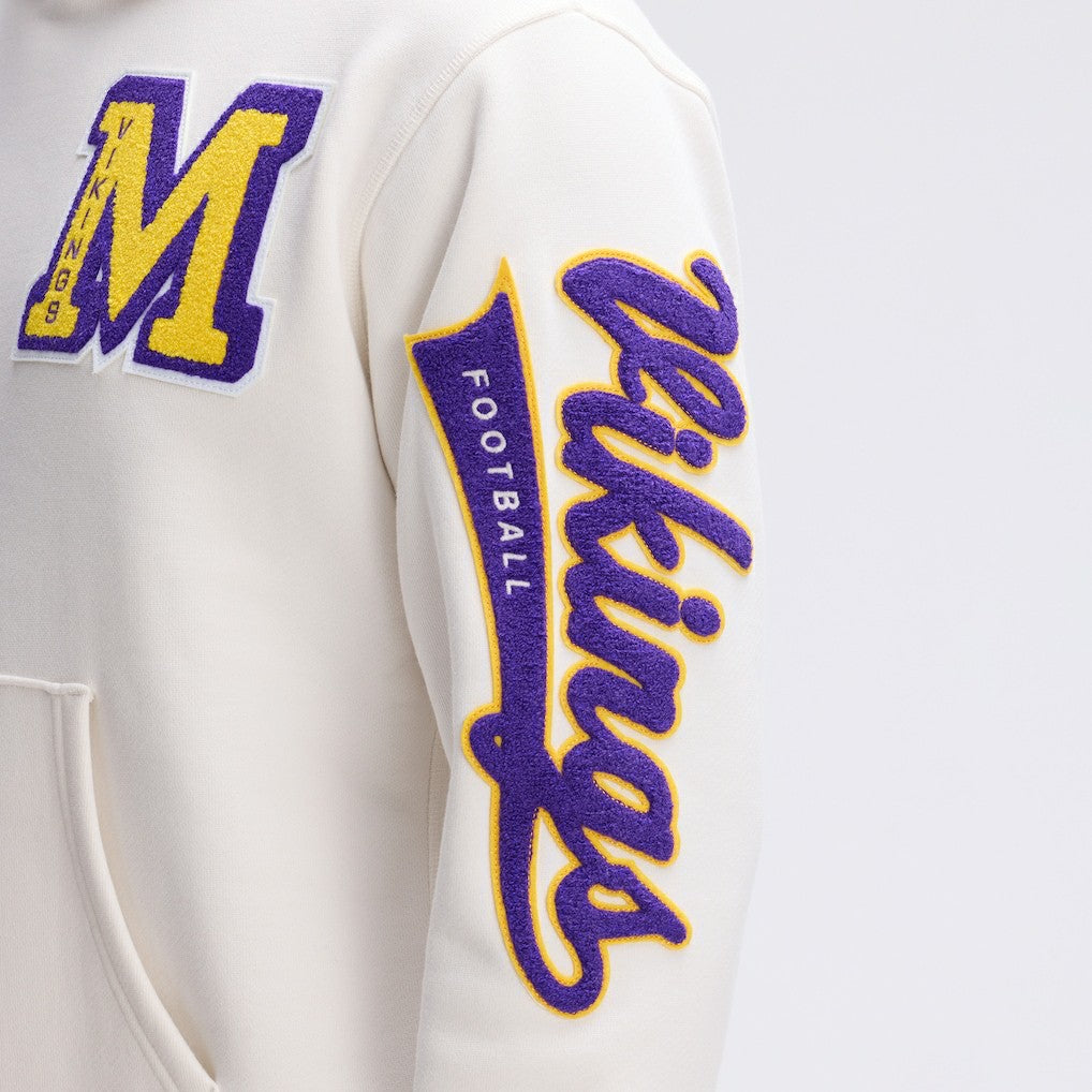 Minnesota Vikings IconicFleece Letterman Hoodie Oatmeal - Fanatics