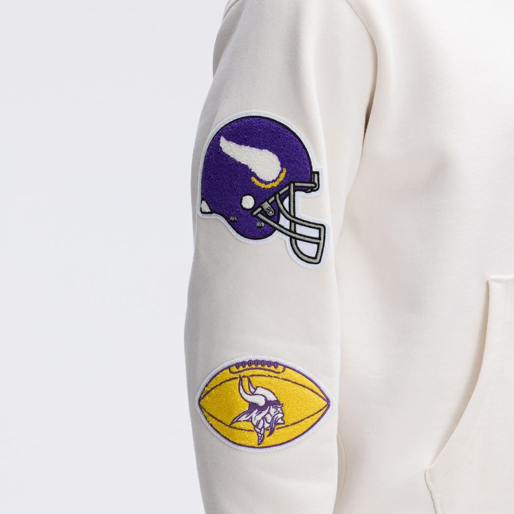 Minnesota Vikings IconicFleece Letterman Hoodie Oatmeal - Fanatics
