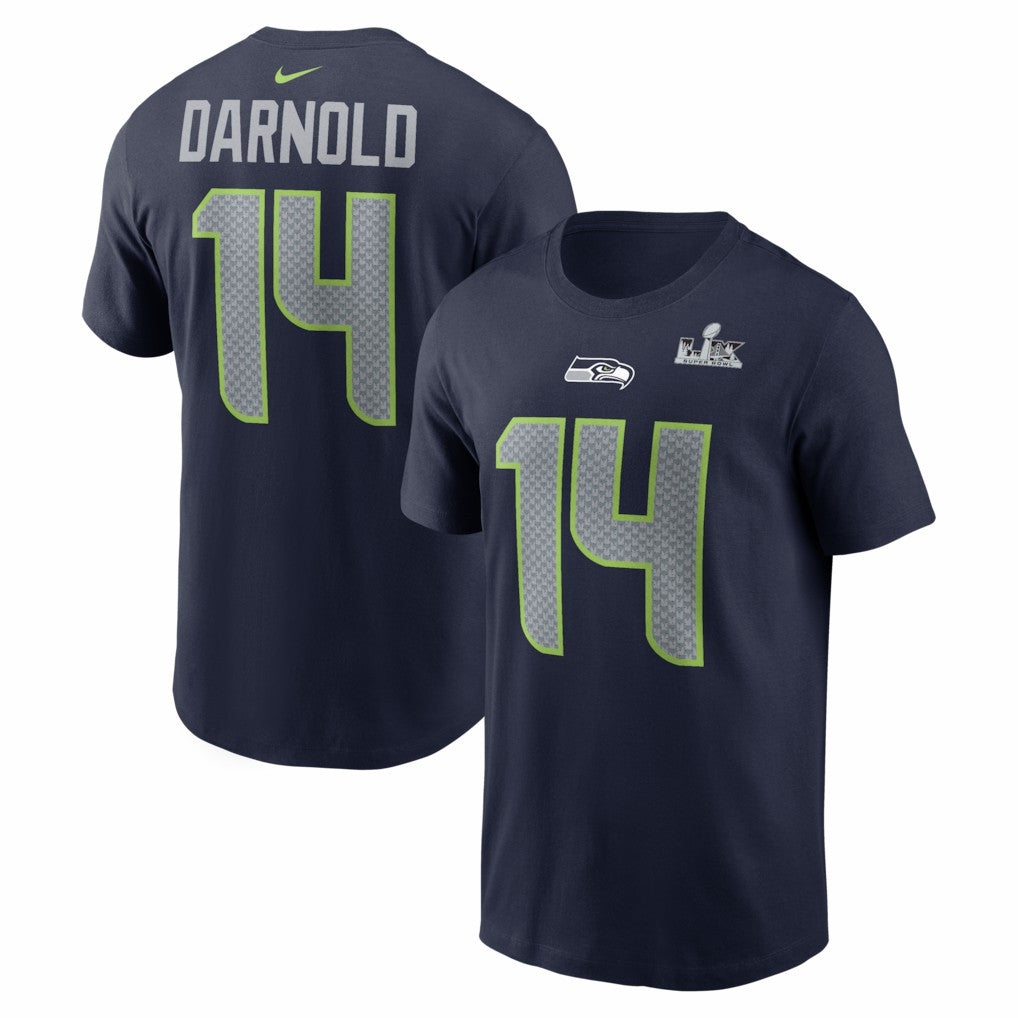 Sam Darnold Seattle Seahawks Super Bowl LX Patch Name & Number T-Shirt College Navy - Nike