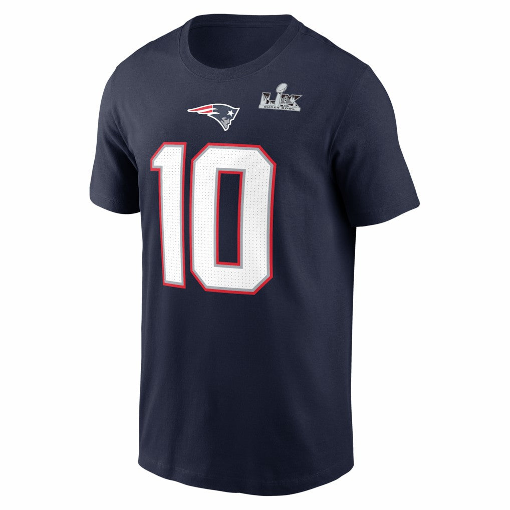 Drake Maye New England Patriots Super Bowl LX Patch Name & Number T-Shirt Navy - Nike