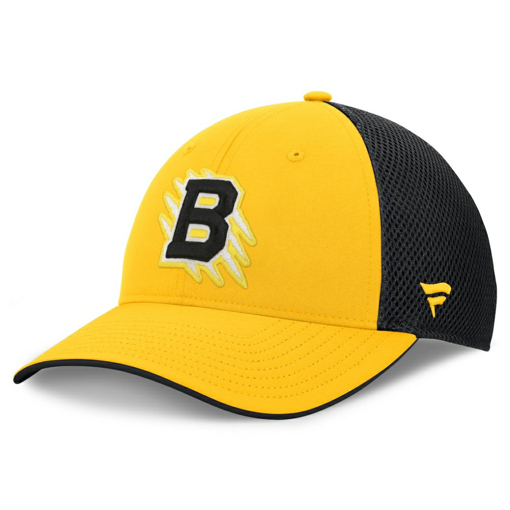 Boston Bruins Fanatics 2026 NHL Stadium Series Authentic Pro Adjustable Trucker Hat Gold/Black