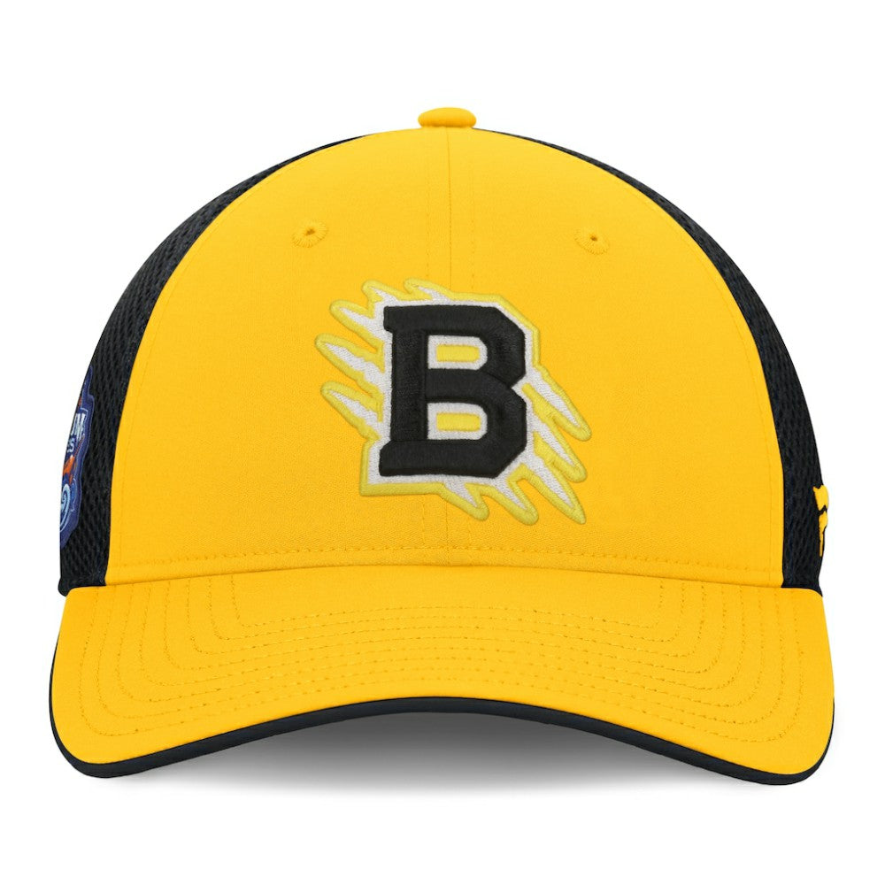 Boston Bruins Fanatics 2026 NHL Stadium Series Authentic Pro Adjustable Trucker Hat Gold/Black