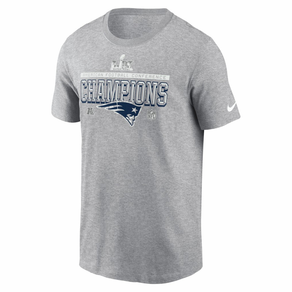 New England Patriots 2025 AFC Champions Locker Room Trophy Collection T-Shirt Heather Gray - Nike