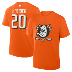 Chris Kreider Anaheim Ducks - Fanatics Authentic Stack Name & Number T-Shirt Orange