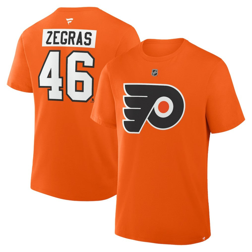 Trevor Zegras Philadelphia Flyers - Fanatics Authentic Stack Name & Number T-Shirt Orange