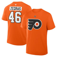 Trevor Zegras Philadelphia Flyers - Fanatics Authentic Stack Name & Number T-Shirt Orange
