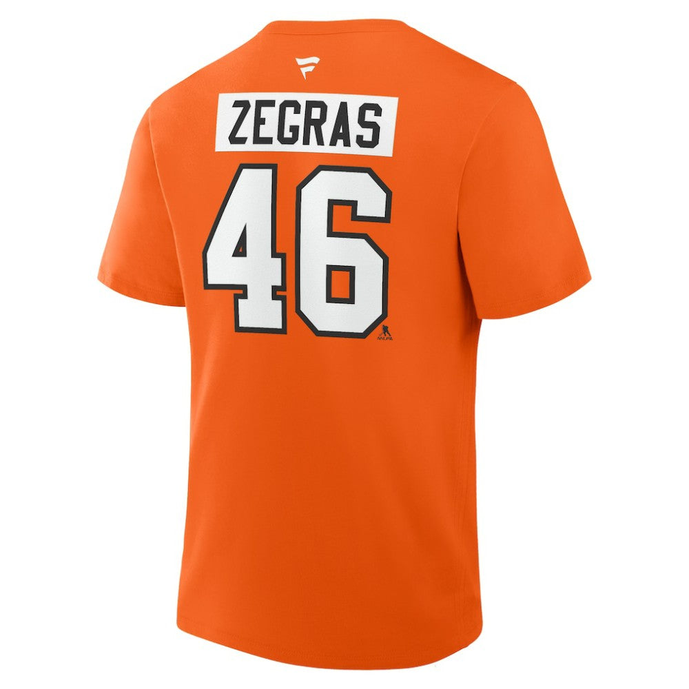 Trevor Zegras Philadelphia Flyers - Fanatics Authentic Stack Name & Number T-Shirt Orange