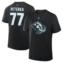 JJ Peterka Utah Mammoth - Fanatics Authentic Stack Name & Number T-Shirt Black