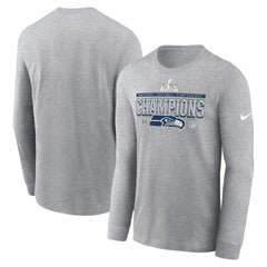 Seattle Seahawks 2025 NFC Champions Locker Room Trophy Collection Long Sleeve T-Shirt Heather Gray - Nike