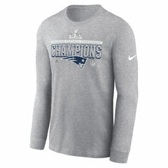 New England Patriots 2025 AFC Champions Locker Room Trophy Collection Long Sleeve T-Shirt Heather Gray - Nike