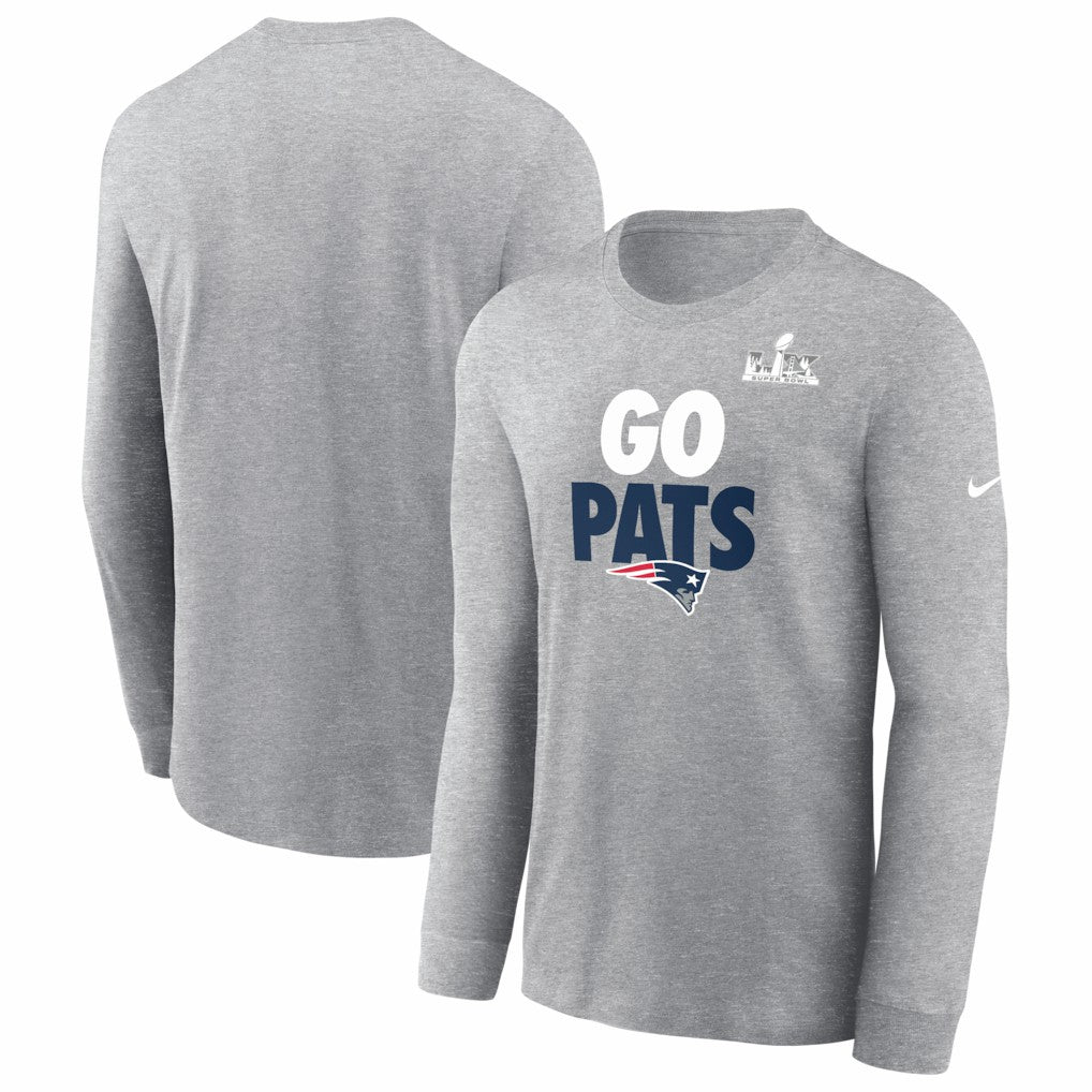 New England Patriots Super Bowl LX Fast As Fast Gets Long Sleeve T-Shirt Heather Gray - Nike