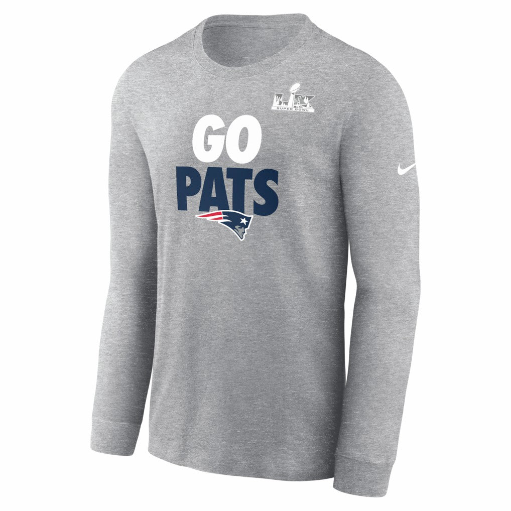 New England Patriots Super Bowl LX Fast As Fast Gets Long Sleeve T-Shirt Heather Gray - Nike