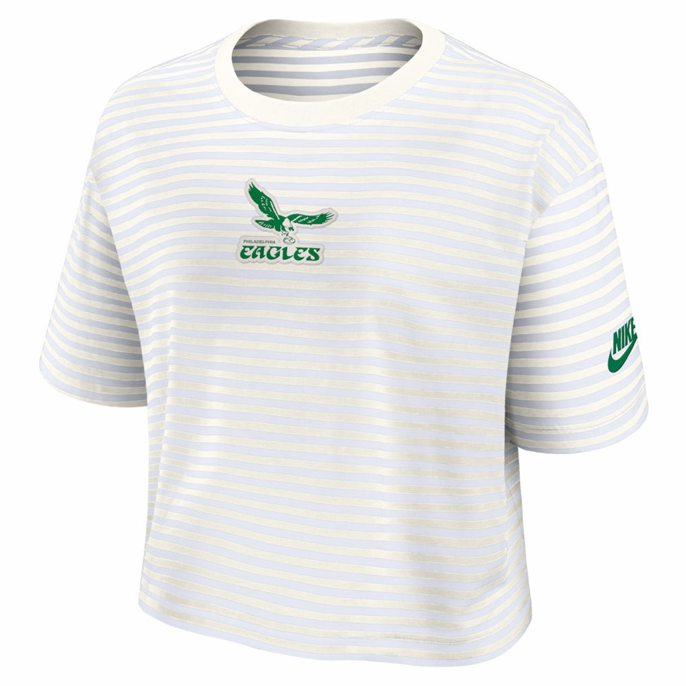Philadelphia Eagles Women's Striped Cropped T-Shirt Yellow/Cream - Nike