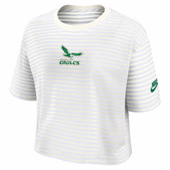 Philadelphia Eagles Women's Striped Cropped T-Shirt Yellow/Cream - Nike