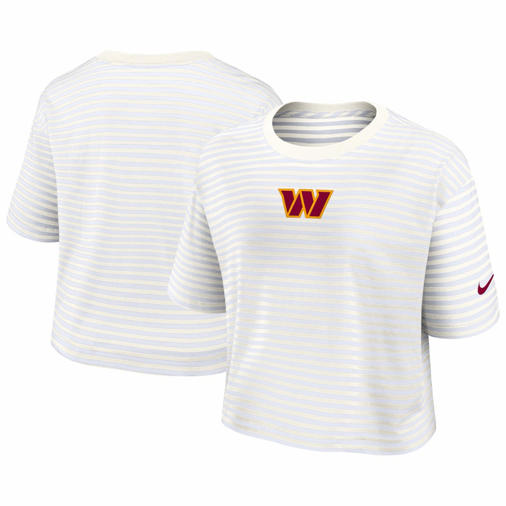 Washington Commanders Women's Striped Cropped T-Shirt Yellow/Cream - Nike