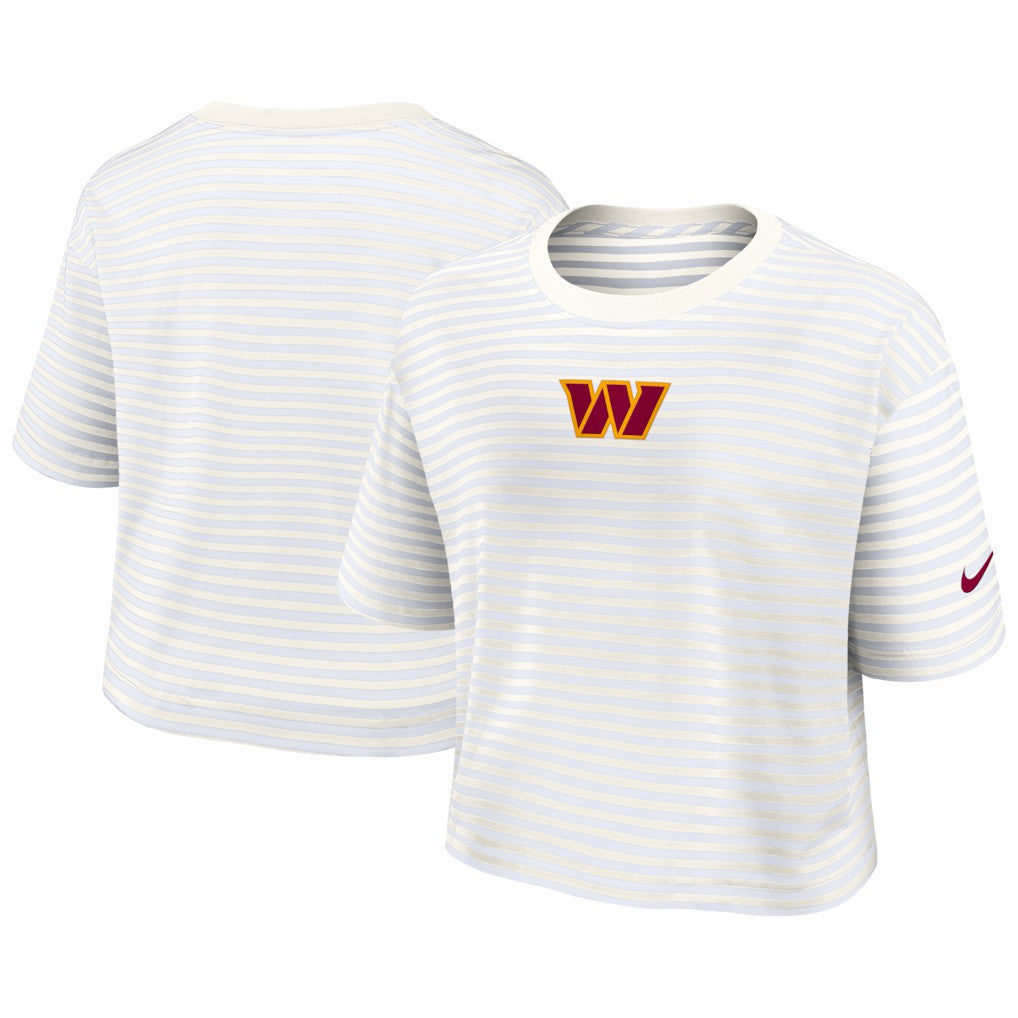 Washington Commanders Women's Striped Cropped T-Shirt Yellow/Cream - Nike