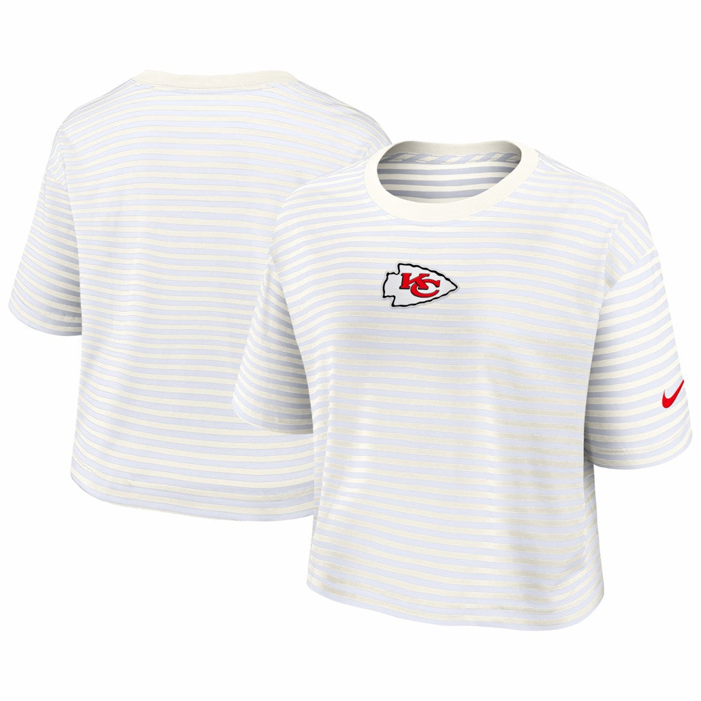 Kansas City Chiefs Women's Striped Cropped T-Shirt Yellow/Cream - Nike