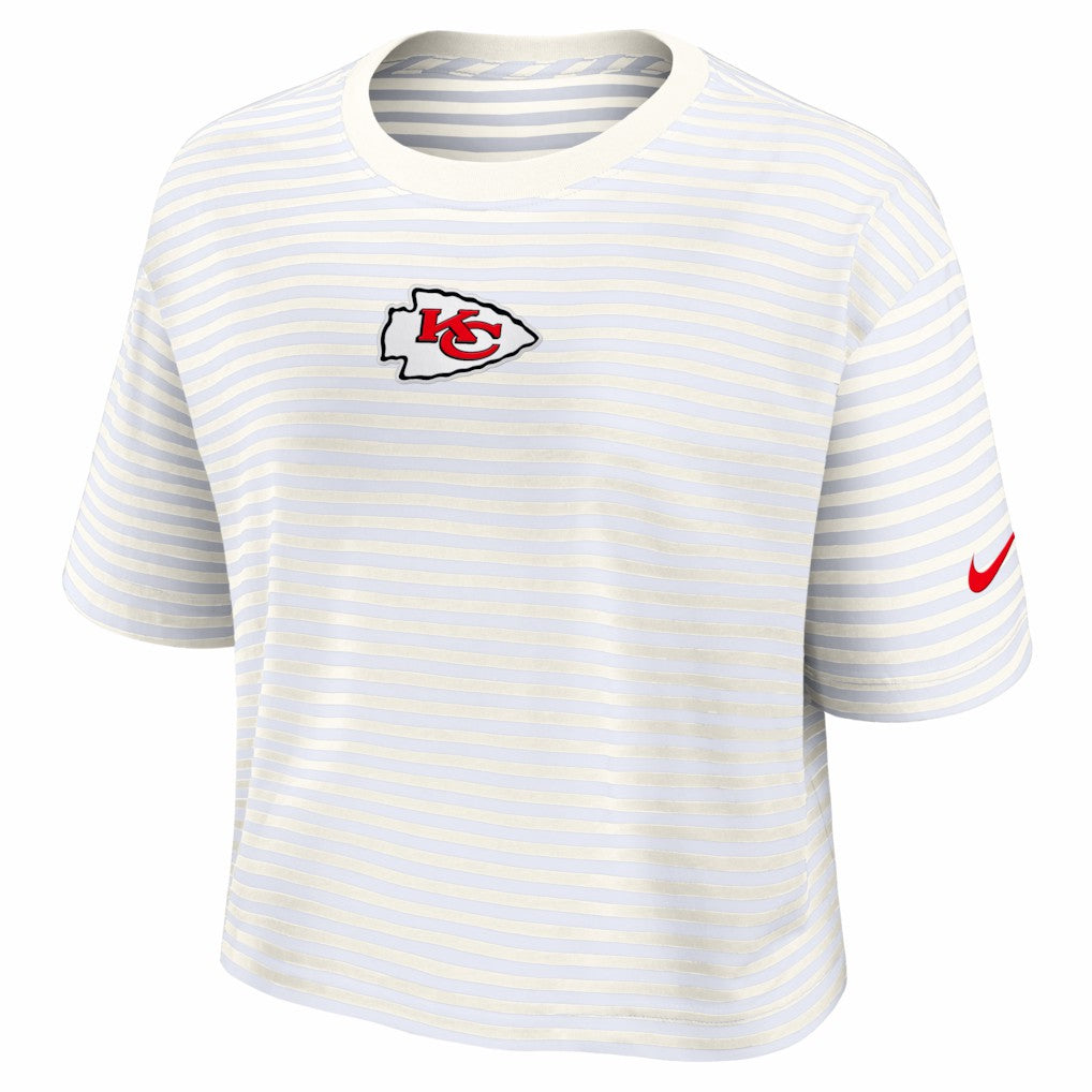 Kansas City Chiefs Women's Striped Cropped T-Shirt Yellow/Cream - Nike