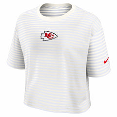 Kansas City Chiefs Women's Striped Cropped T-Shirt Yellow/Cream - Nike