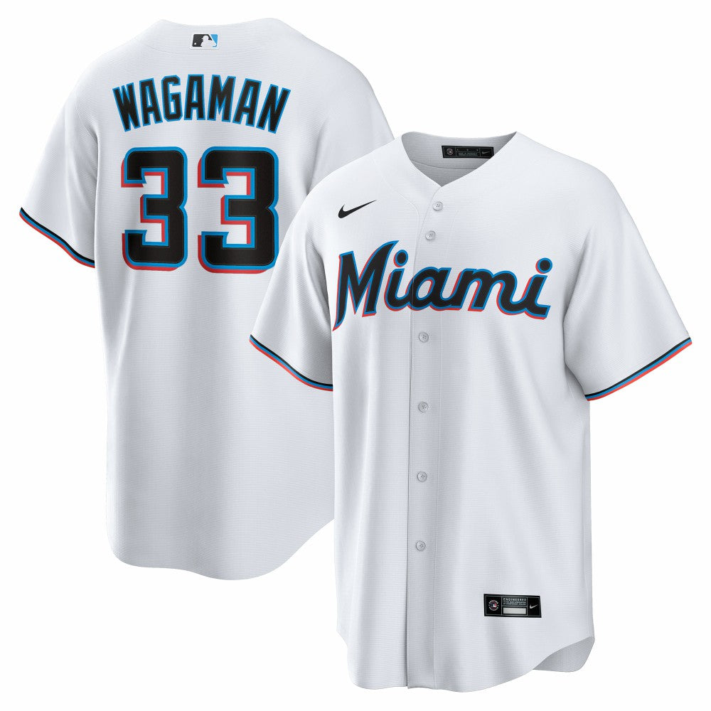 Eric Wagaman Miami Marlins Nike Home Replica Jersey - White | MLB Jerseys