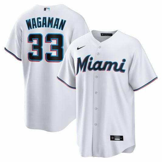 Eric Wagaman Miami Marlins Nike Home Replica Jersey - White | MLB Jerseys