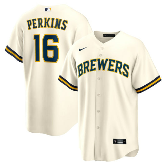 Blake Perkins Milwaukee Brewers Nike Home Replica Jersey - Cream | MLB Jerseys