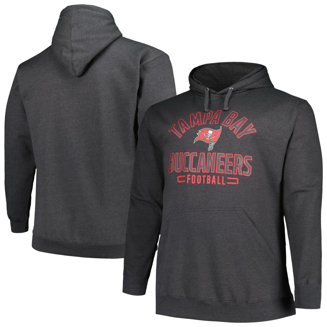Tampa Bay Buccaneers Big & Tall Pullover Hoodie Heather Charcoal - Fanatics