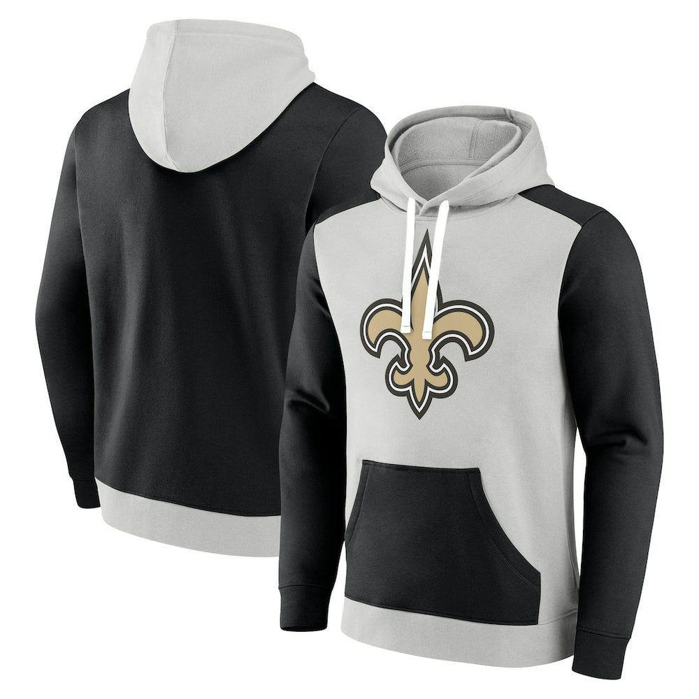 New Orleans Saints Big & Tall Team Fleece Pullover Hoodie Silver/Black - Fanatics
