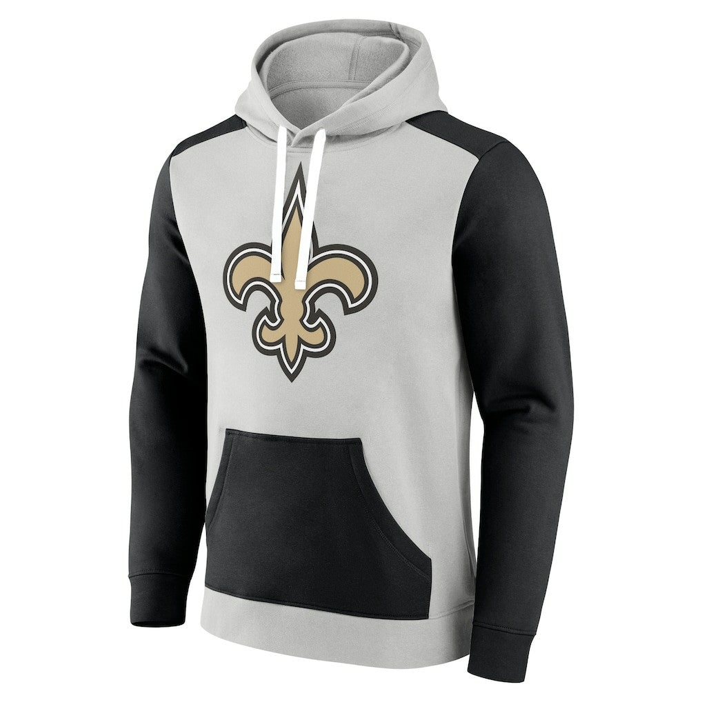New Orleans Saints Big & Tall Team Fleece Pullover Hoodie Silver/Black - Fanatics