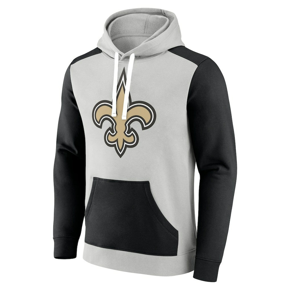 New Orleans Saints Big & Tall Team Fleece Pullover Hoodie Silver/Black - Fanatics