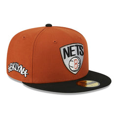 New Era - Brooklyn Nets Two-Tone 59FIFTY Fitted Hat - Rust/Black