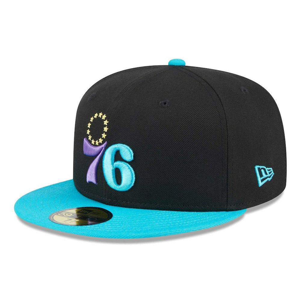 New Era - Philadelphia 76ers Arcade Scheme 59FIFTY Fitted Hat - Black/Turquoise