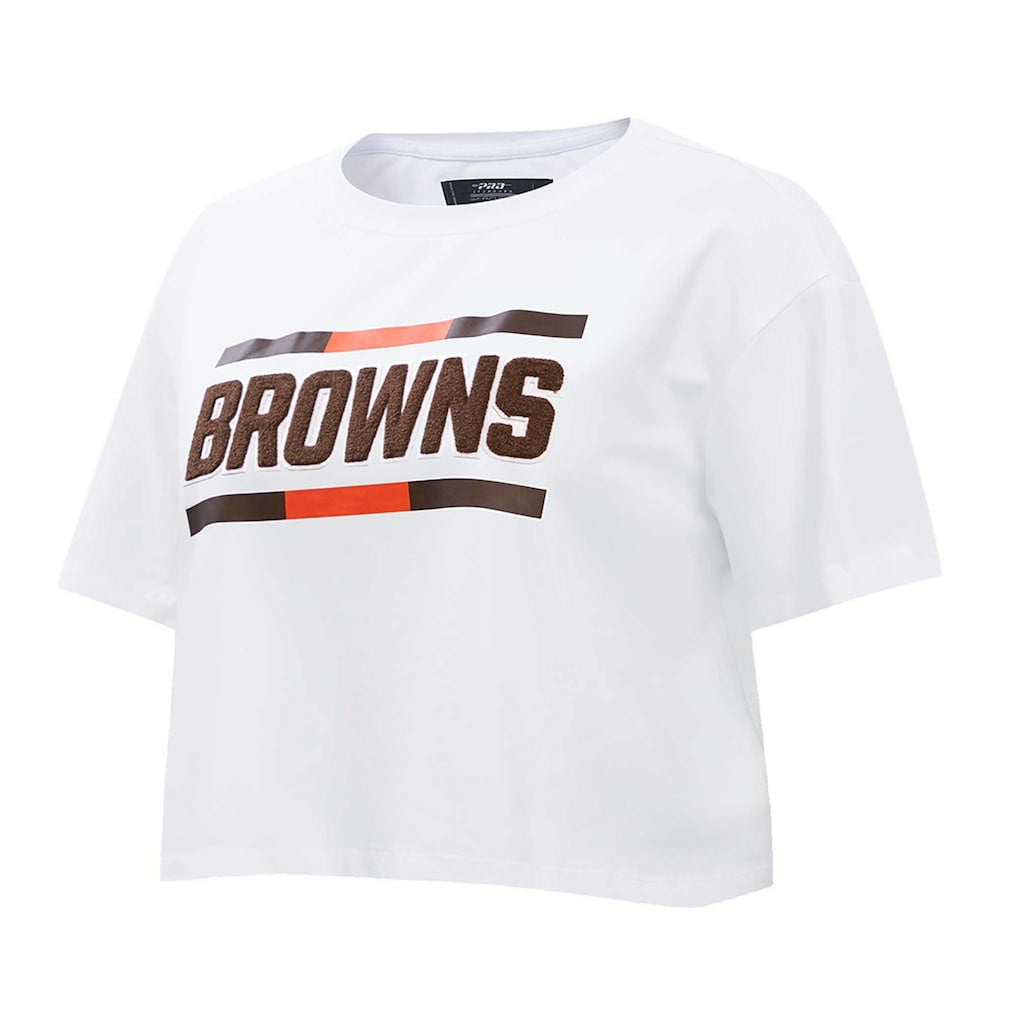 Cleveland Browns Pro Standard Women's New Helmet Capsule Cropped T-Shirt White - NFL