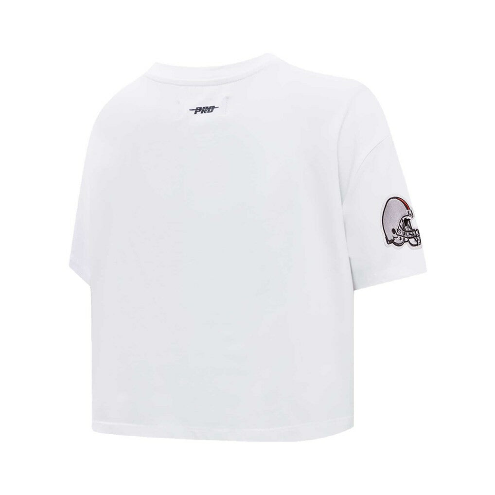 Cleveland Browns Pro Standard Women's New Helmet Capsule Cropped T-Shirt White - NFL