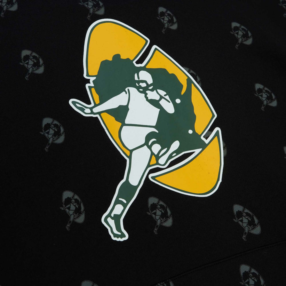 Green Bay Packers Allover Print Fleece Pullover Hoodie Black - Mitchell & Ness