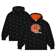 Cincinnati Bengals Allover Print Fleece Pullover Hoodie Black - Mitchell & Ness