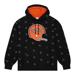 Cincinnati Bengals Allover Print Fleece Pullover Hoodie Black - Mitchell & Ness