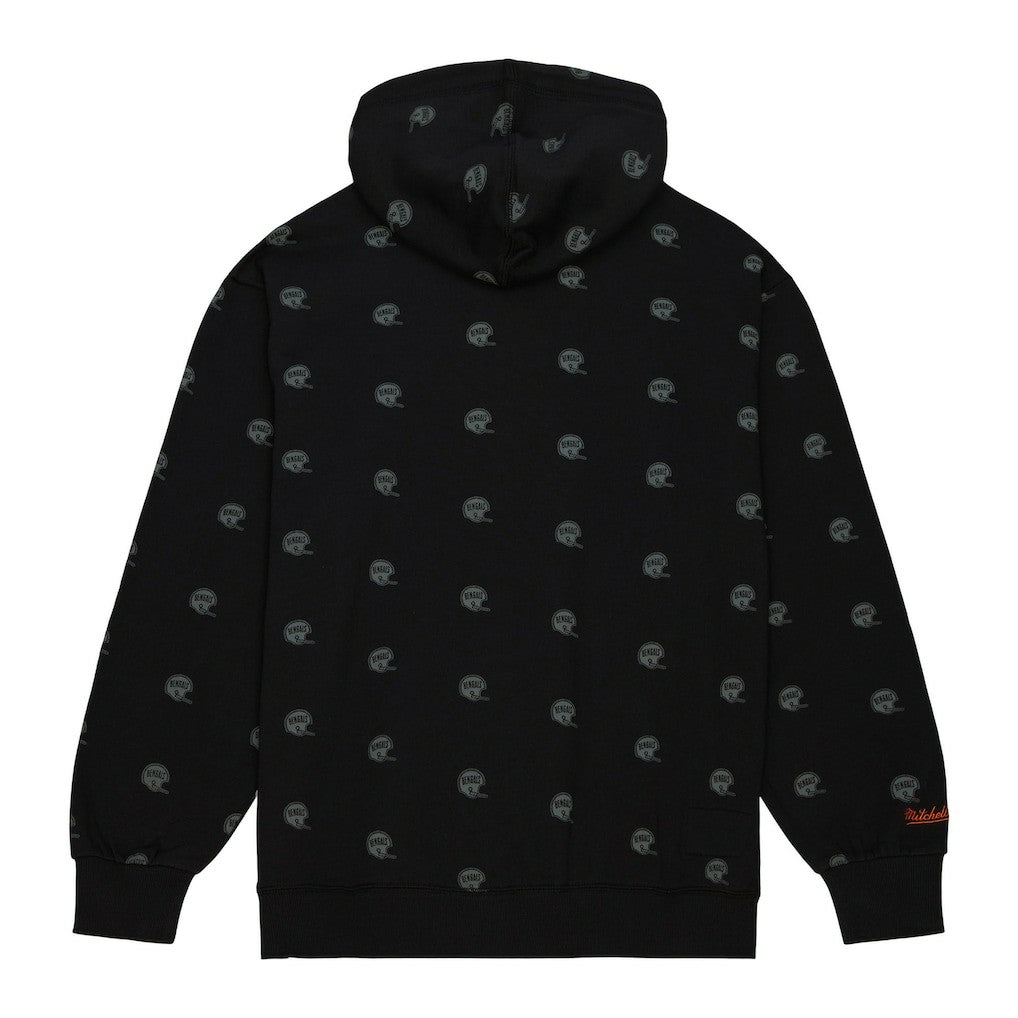 Cincinnati Bengals Allover Print Fleece Pullover Hoodie Black - Mitchell & Ness