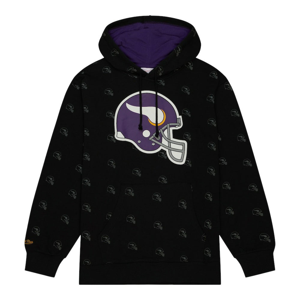 Minnesota Vikings Allover Print Fleece Pullover Hoodie Black - Mitchell & Ness