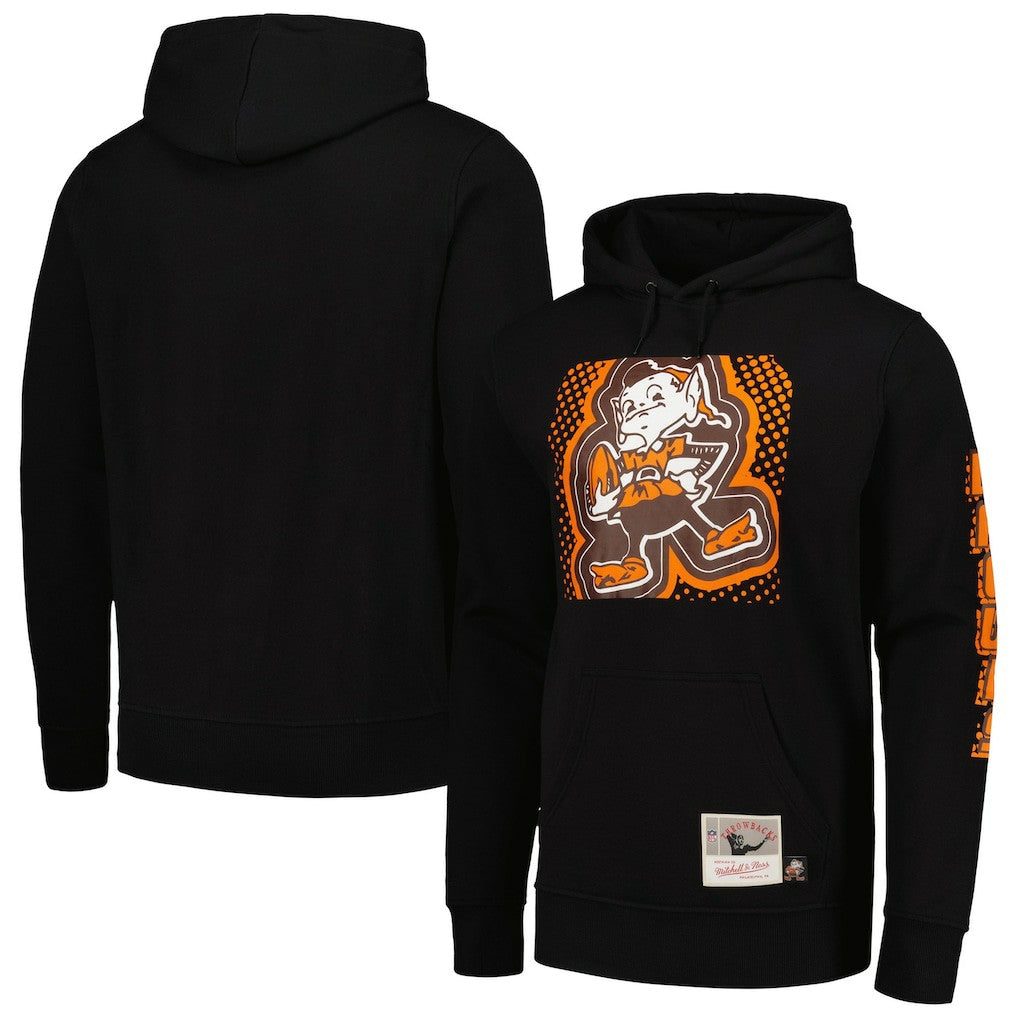 Cleveland Browns Gridiron Classics Big Face 7.0 Pullover Hoodie Black - Mitchell & Ness